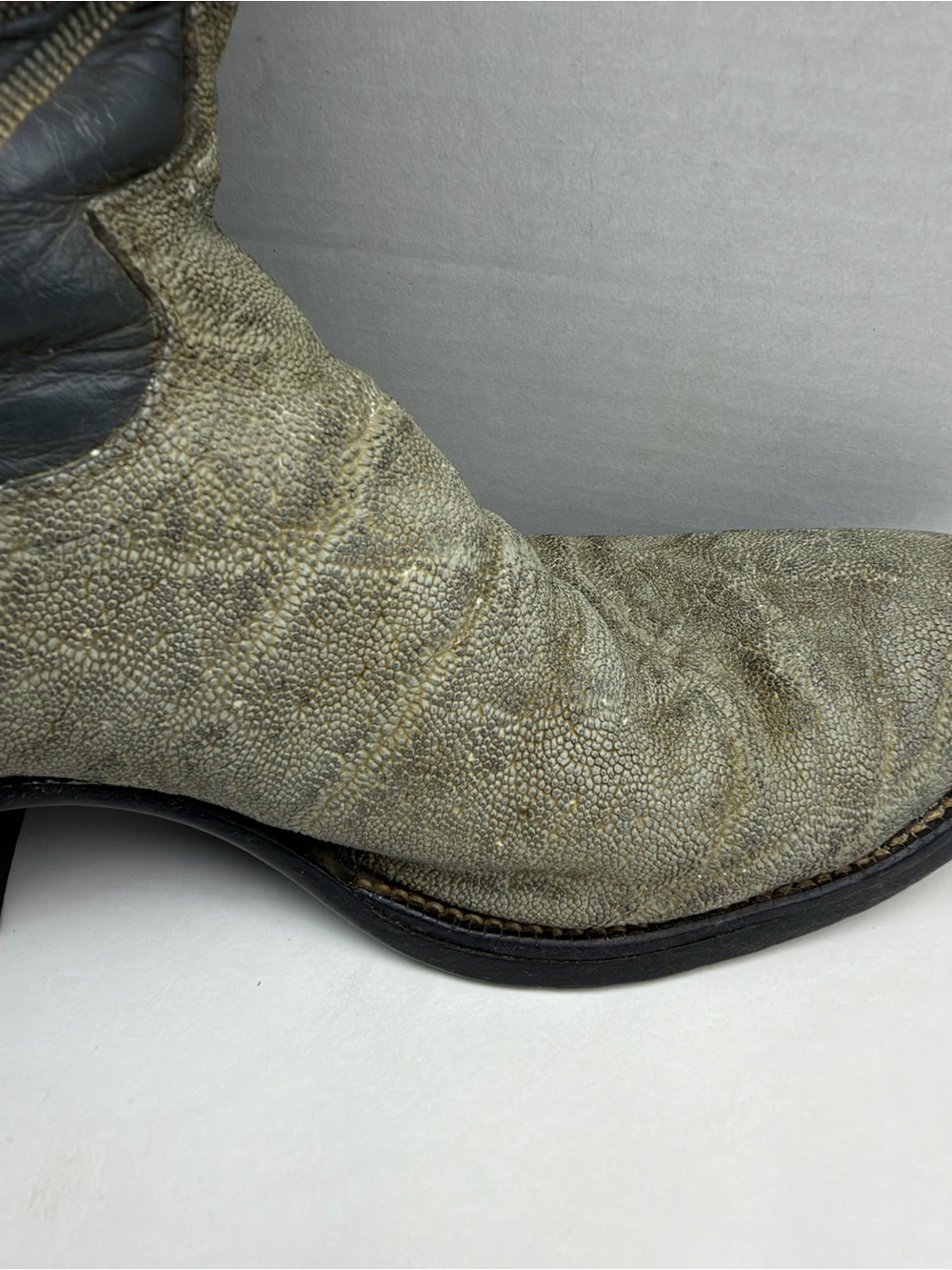 Justin Mens Western Cowboy Boots 8527 Grey Black Leather Elephant Print Size 10 - Picture 9 of 16